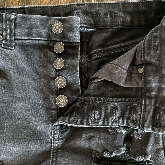 American Eagle Next Level Stretch Women’s Black Button Fly Denim Shorts Size 4 - Picture 3 of 8
